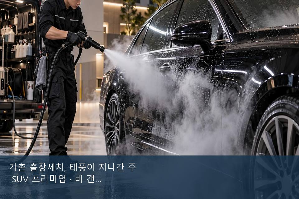 가촌 출장세차, 태풍이 지나간 주 SUV 프리미엄 · 비 갠 뒤의 작업